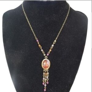 MICHAL NEGRIN DESIGNER DROP STYLE PENDANT & BEAD FRINGE NECKLACE